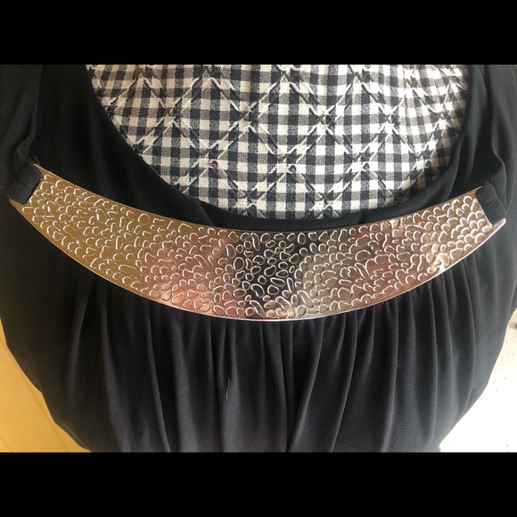 NWT Black Maxi Dress with Gold Plate Detail - Picture 3 of 6